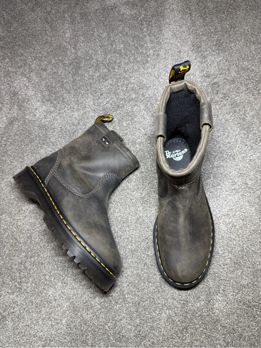 Dr. Martens Anistone Lo Leather Biker Boots Burnished Brown Mens Size 8 Womens 9